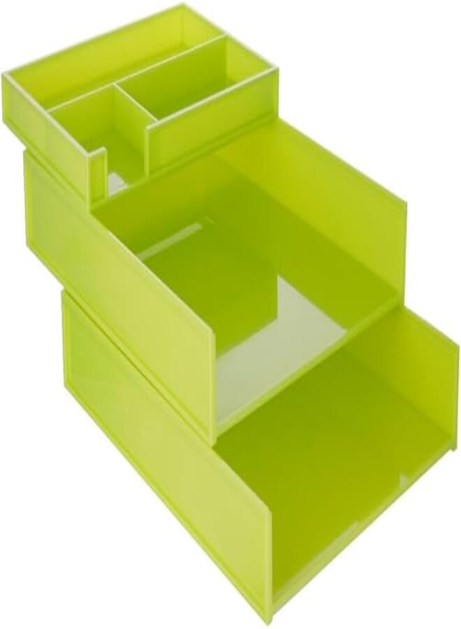 3A Plastic Desk Paper Holder With Tool Organizer - Green 1035